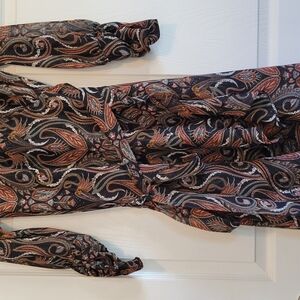Misa Los Angeles Black and Orange Paisley Dress